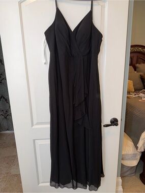 Azazie Black V-Neck Spaghetti-Strap Maxi Dress